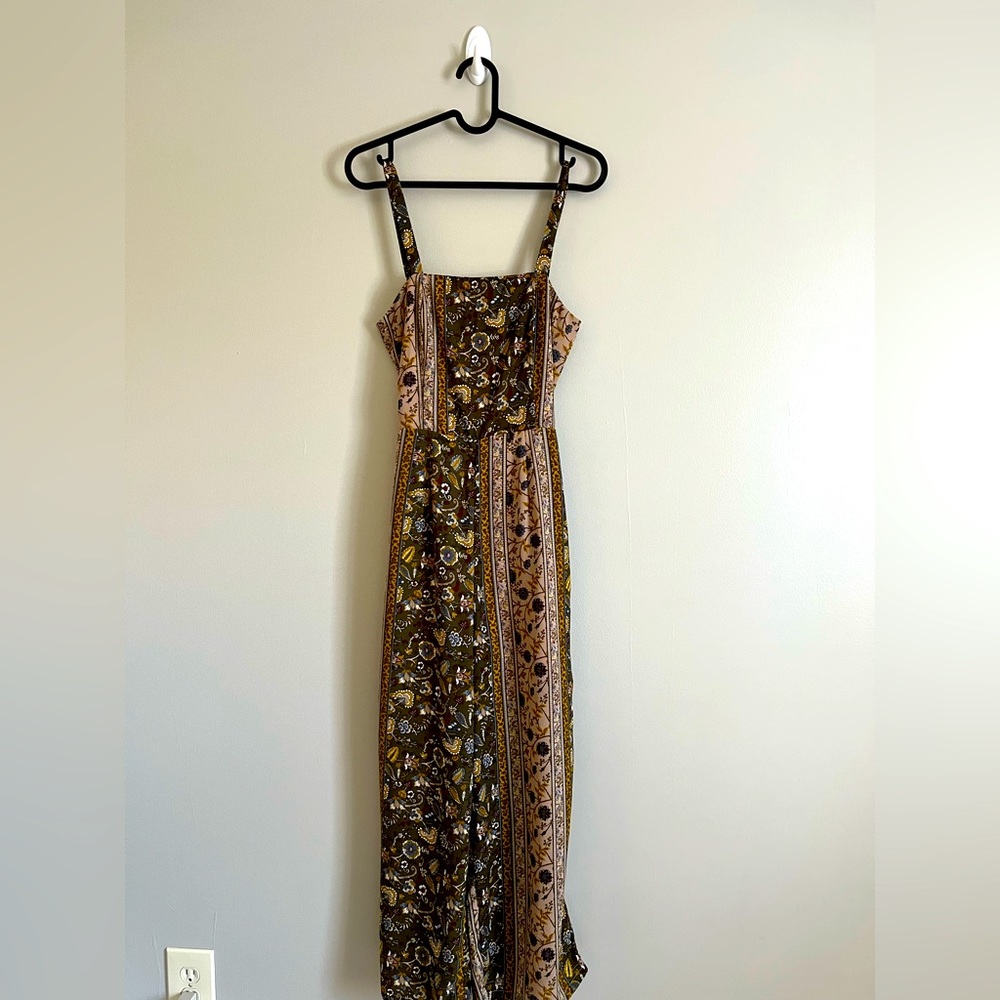 Francesca’s blue rain floral jumpsuit romper